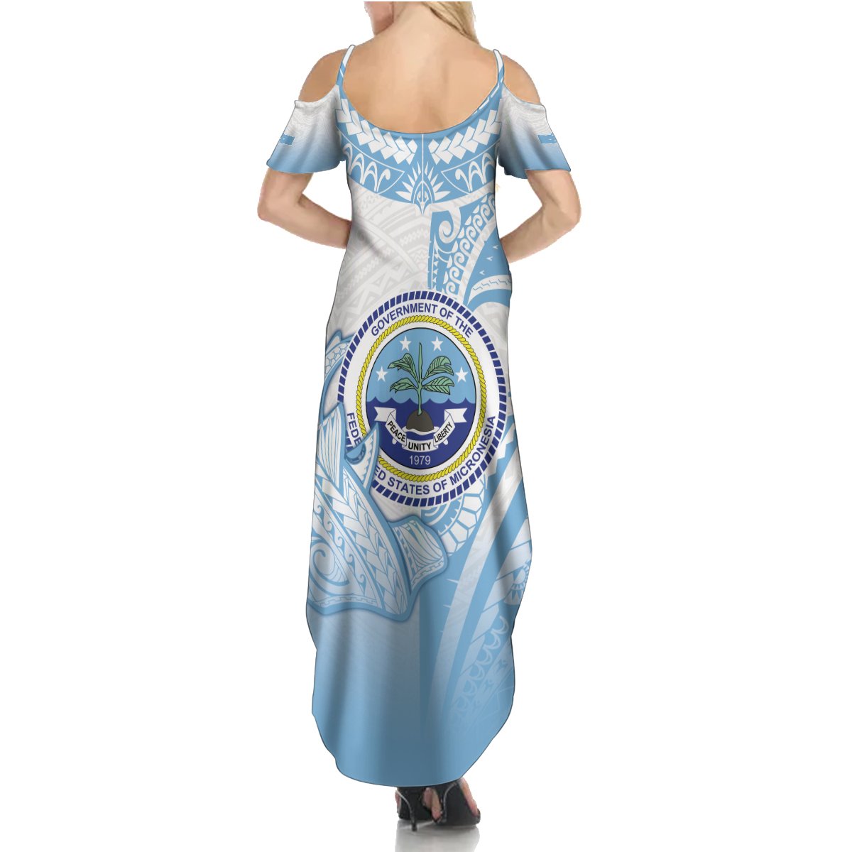 Micronesia Constitution Day Summer Maxi Dress Polynesian Tribal Tattoo Simple Style LT05 - Polynesian Pride