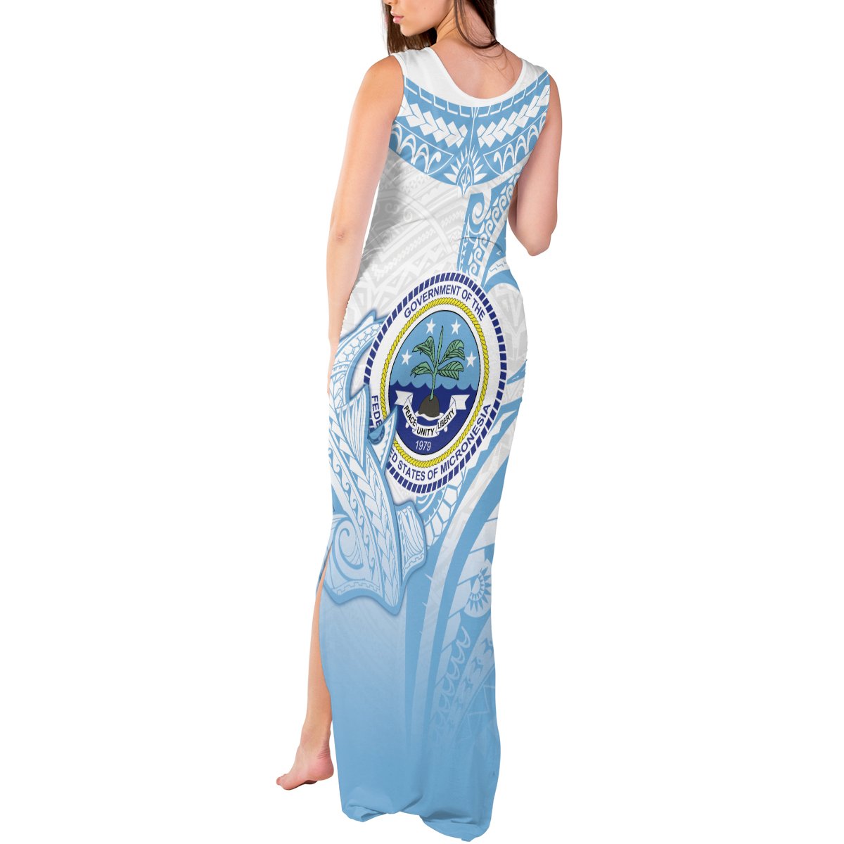 Micronesia Constitution Day Tank Maxi Dress Polynesian Tribal Tattoo Simple Style LT05 - Polynesian Pride