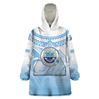 Micronesia Constitution Day Wearable Blanket Hoodie Polynesian Tribal Tattoo Simple Style LT05 One Size Blue - Polynesian Pride