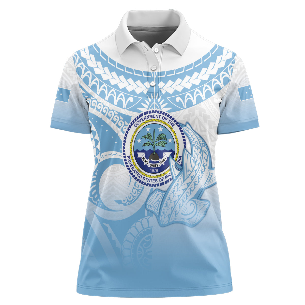 Micronesia Constitution Day Women Polo Shirt Polynesian Tribal Tattoo Simple Style