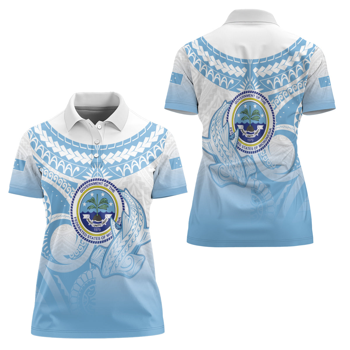 Micronesia Constitution Day Women Polo Shirt Polynesian Tribal Tattoo Simple Style