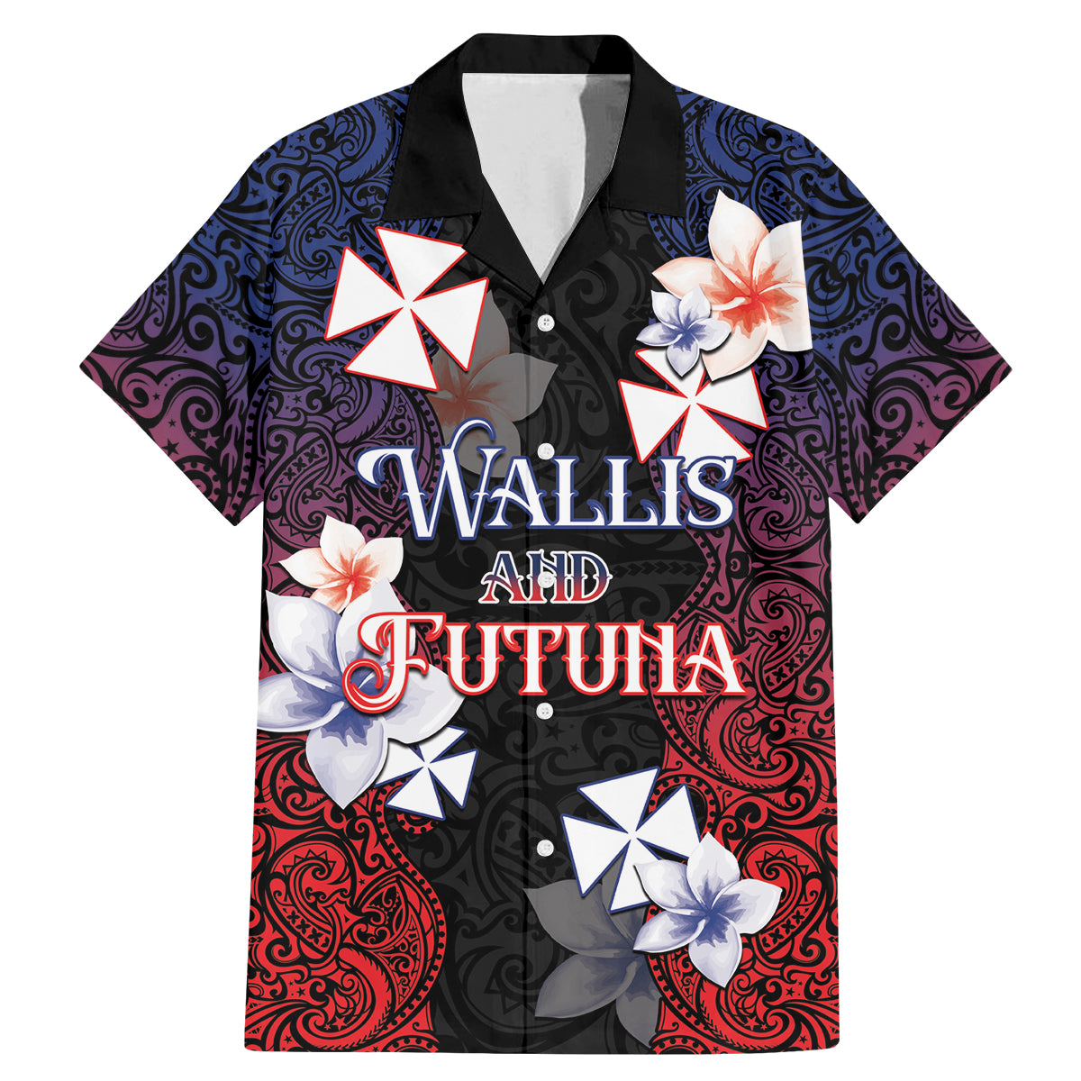 Wallis and Futuna Uvea Family Matching Mermaid Dress and Hawaiian Shirt Victory Day With Frangipani