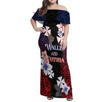Wallis and Futuna Uvea Family Matching Off Shoulder Maxi Dress and Hawaiian Shirt Victory Day With Frangipani