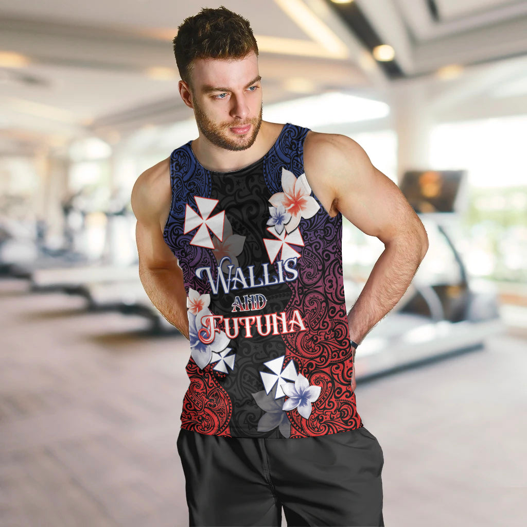 Wallis and Futuna Uvea Men Tank Top Victory Day With Frangipani