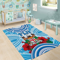 Fiji Ratu Sir Lala Sukuna Day Area Rug Hibiscus Tapa Pattern
