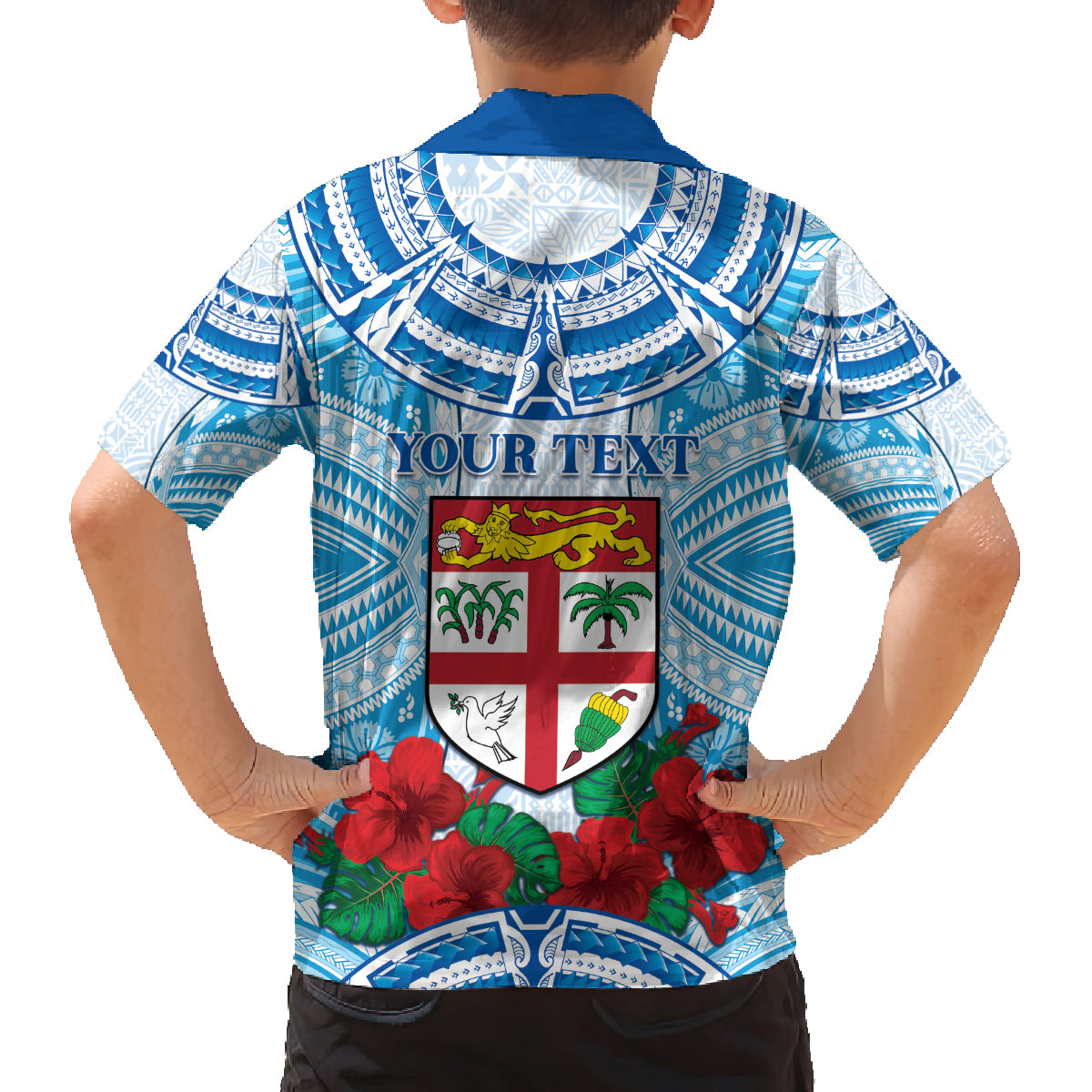 Personalised Fiji Ratu Sir Lala Sukuna Day Family Matching Off The Shoulder Long Sleeve Dress and Hawaiian Shirt Hibiscus Tapa Pattern