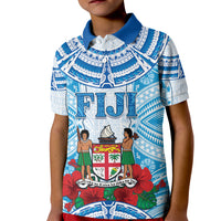 Personalised Fiji Ratu Sir Lala Sukuna Day Kid Polo Shirt Hibiscus Tapa Pattern