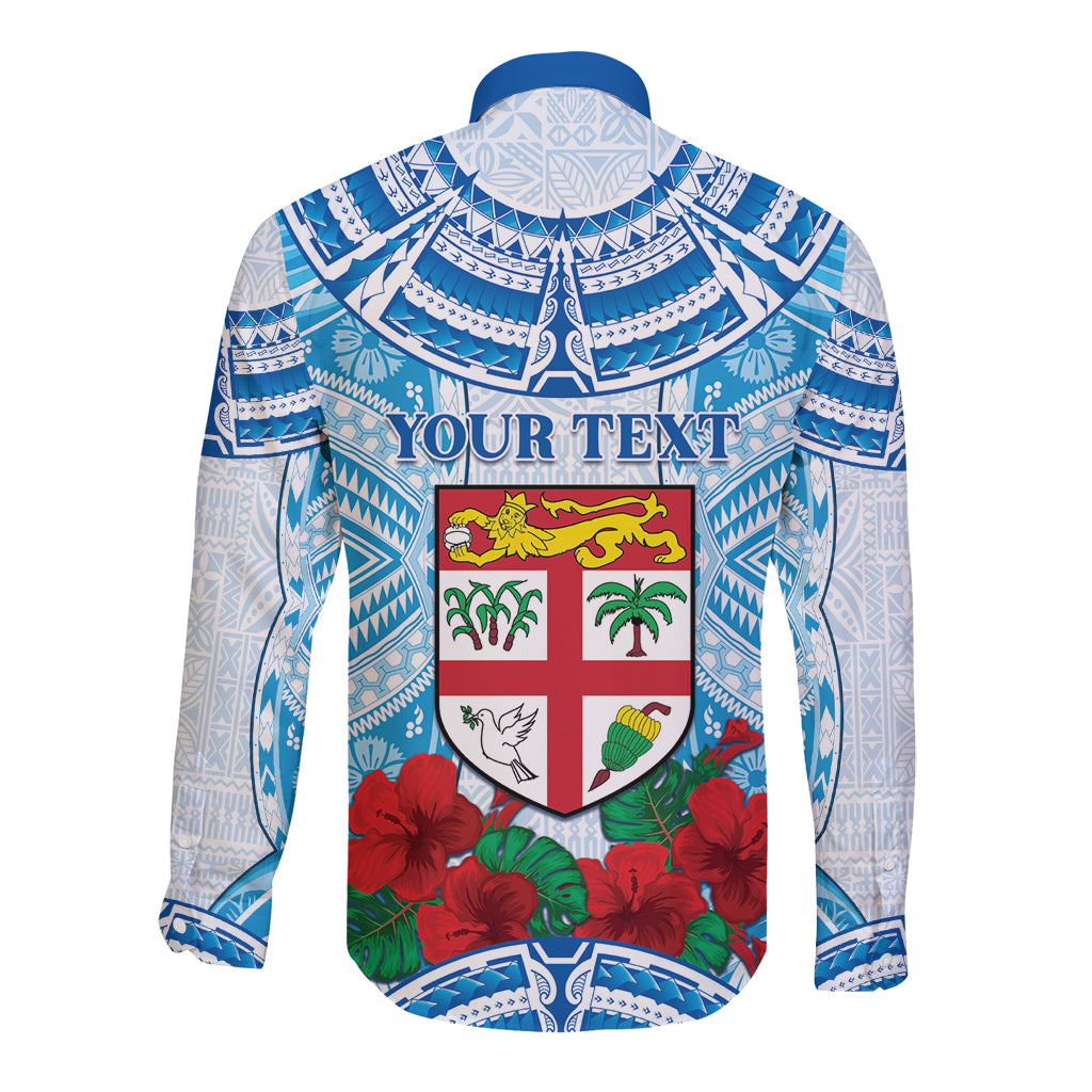 Personalised Fiji Ratu Sir Lala Sukuna Day Long Sleeve Button Shirt Hibiscus Tapa Pattern