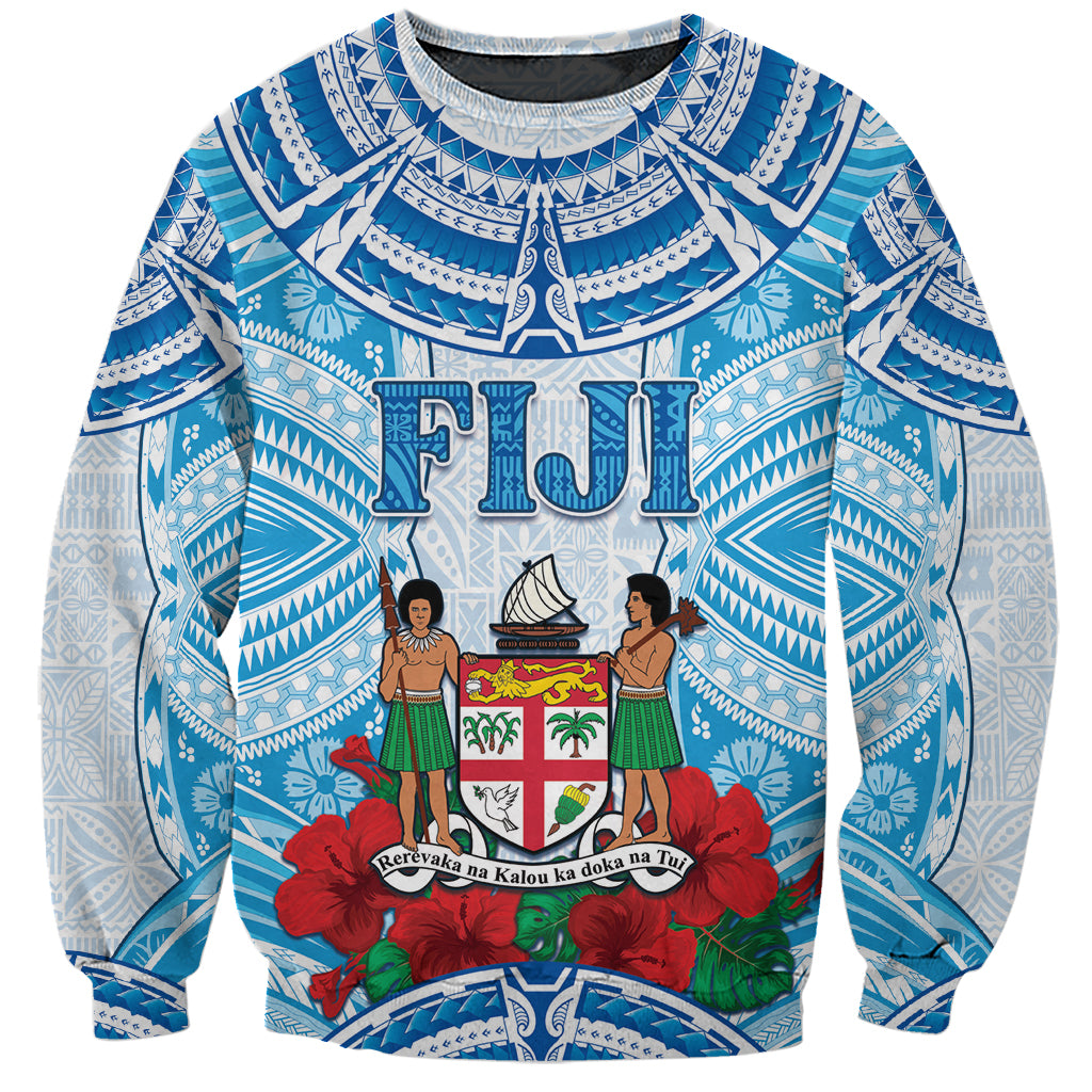 Personalised Fiji Ratu Sir Lala Sukuna Day Sweatshirt Hibiscus Tapa Pattern