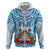 Personalised Fiji Ratu Sir Lala Sukuna Day Zip Hoodie Hibiscus Tapa Pattern