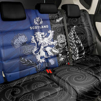 New Zealand And Scotland Rugby Back Car Seat Cover Maori Tiki With Thistle Together