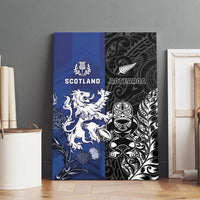 New Zealand And Scotland Rugby Canvas Wall Art Maori Tiki With Thistle Together