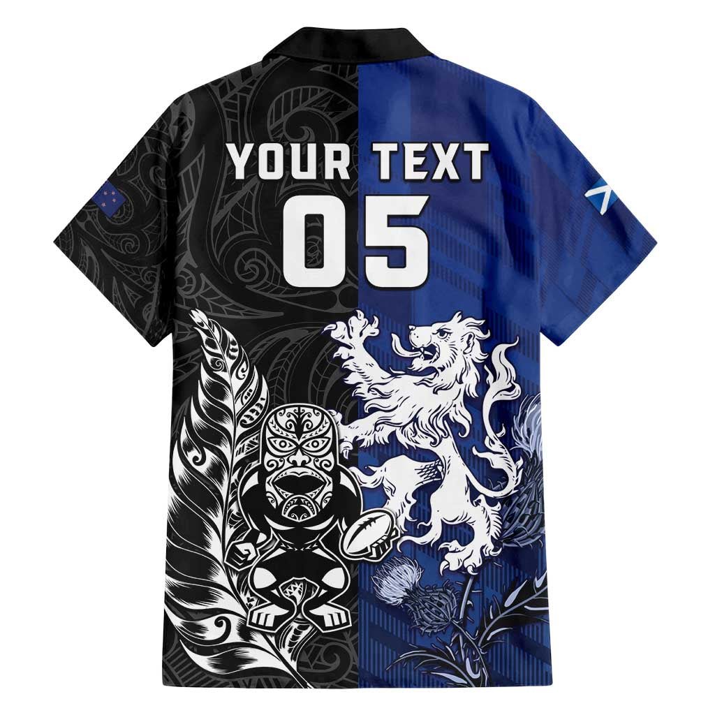 New Zealand And Scotland Rugby Custom Family Matching Off Shoulder Maxi Dress and Hawaiian Shirt Maori Tiki With Thistle Together