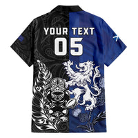 New Zealand And Scotland Rugby Custom Family Matching Off Shoulder Maxi Dress and Hawaiian Shirt Maori Tiki With Thistle Together