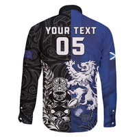 New Zealand And Scotland Rugby Custom Family Matching Short Sleeve Bodycon Dress and Hawaiian Shirt Maori Tiki With Thistle Together