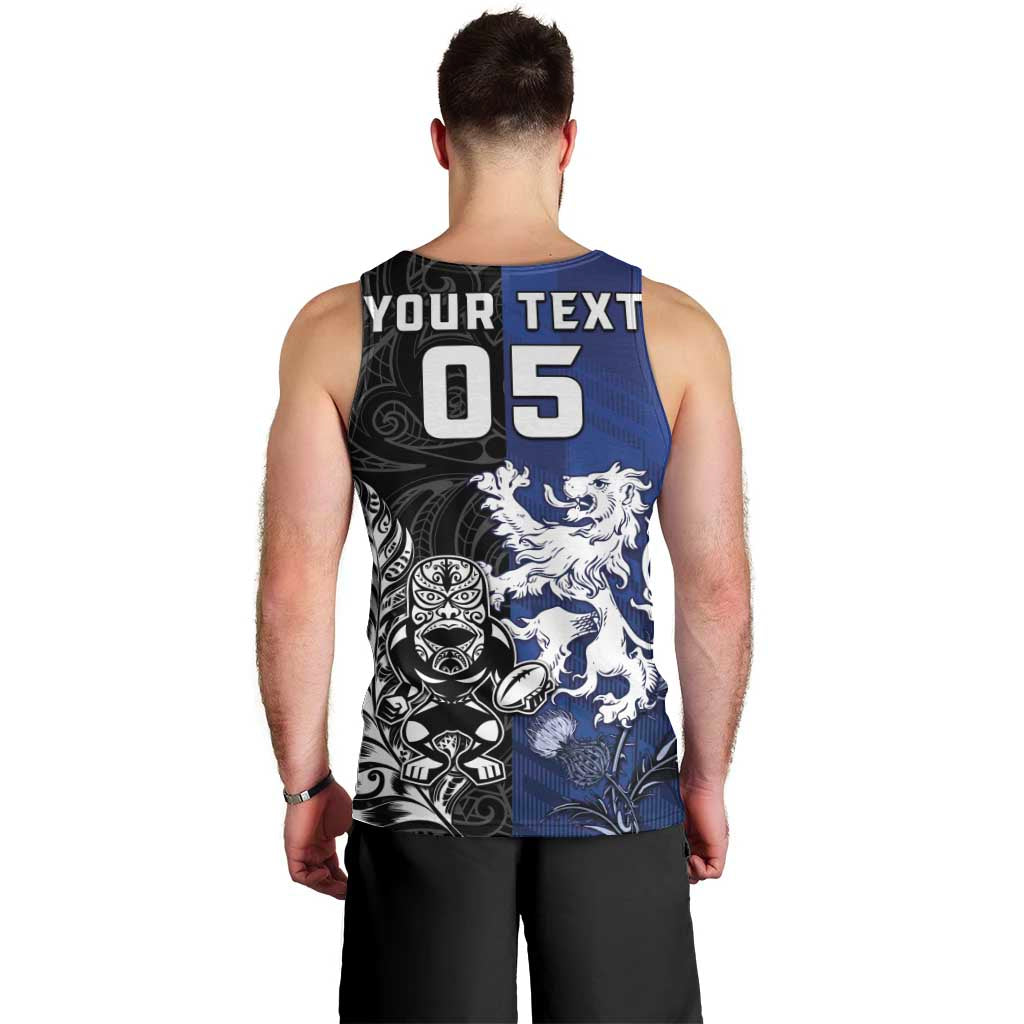 New Zealand And Scotland Rugby Custom Men Tank Top Maori Tiki With Thistle Together