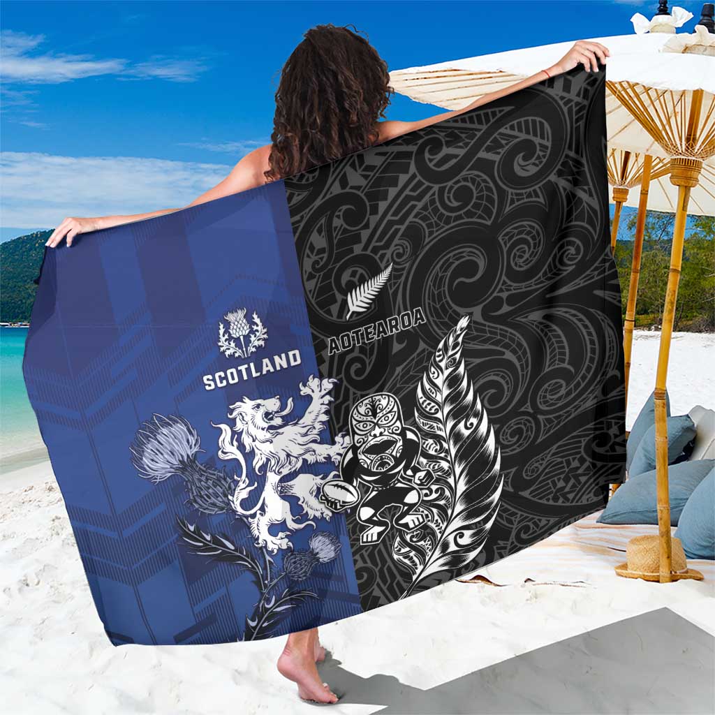 New Zealand And Scotland Rugby Sarong Maori Tiki With Thistle Together