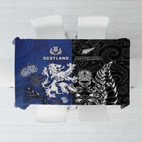 New Zealand And Scotland Rugby Tablecloth Maori Tiki With Thistle Together