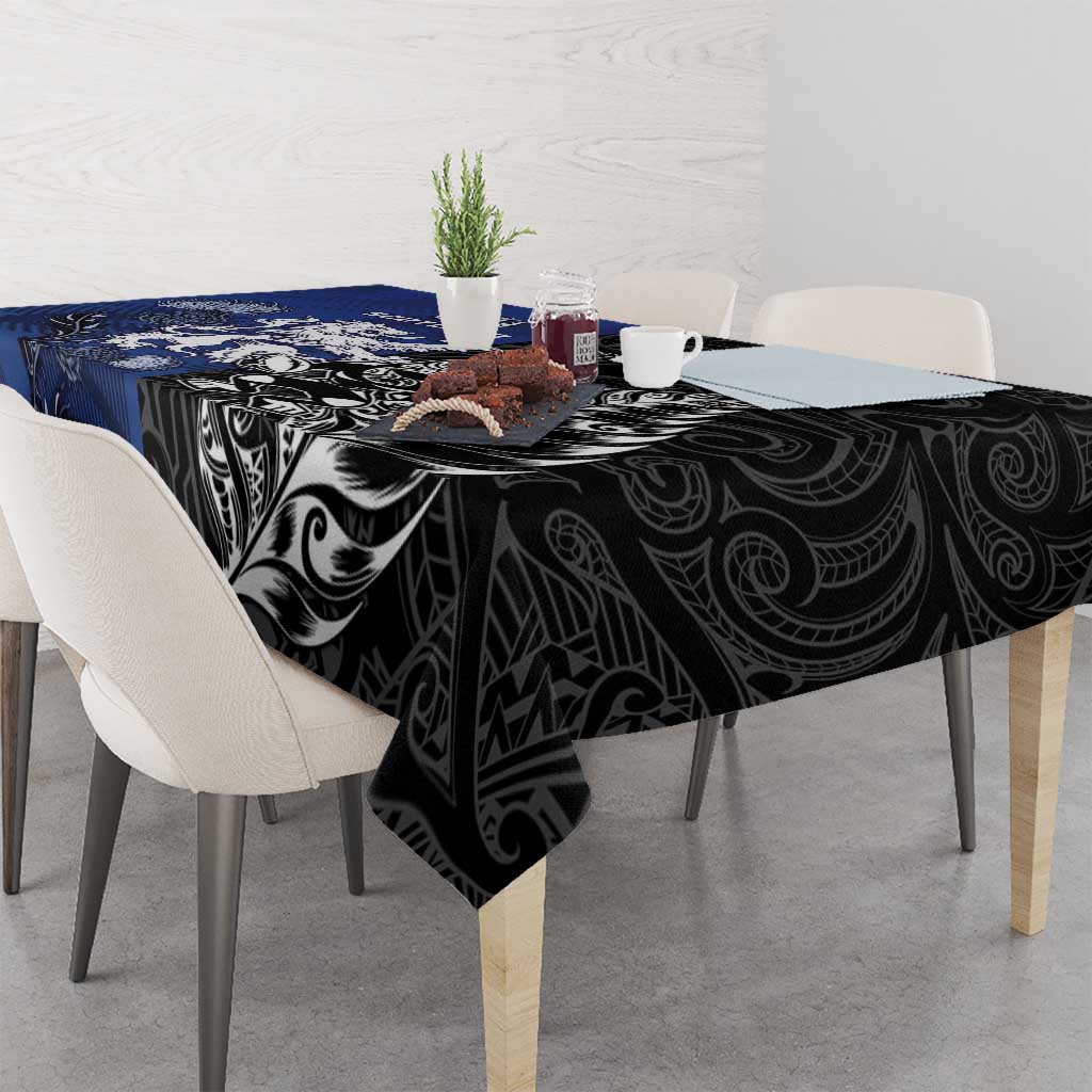 New Zealand And Scotland Rugby Tablecloth Maori Tiki With Thistle Together