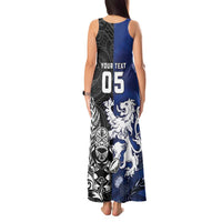 New Zealand And Scotland Rugby Custom Tank Maxi Dress Maori Tiki With Thistle Together
