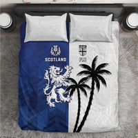 Fiji And Scotland Rugby Bedding Set Fijian Palm Tree With Thistle Together