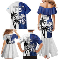 Fiji And Scotland Rugby Custom Family Matching Mermaid Dress and Hawaiian Shirt Fijian Palm Tree With Thistle Together
