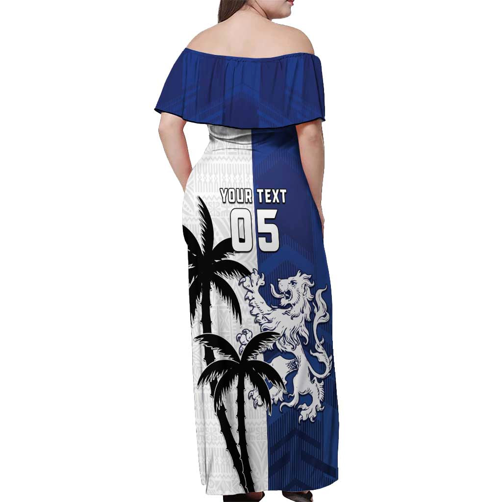 Fiji And Scotland Rugby Custom Off Shoulder Maxi Dress Fijian Palm Tree With Thistle Together