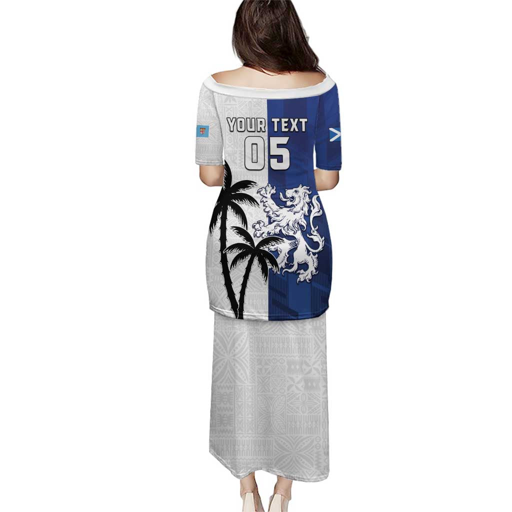 Fiji And Scotland Rugby Custom Puletasi Fijian Palm Tree With Thistle Together