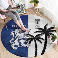 Fiji And Scotland Rugby Round Carpet Fijian Palm Tree With Thistle Together