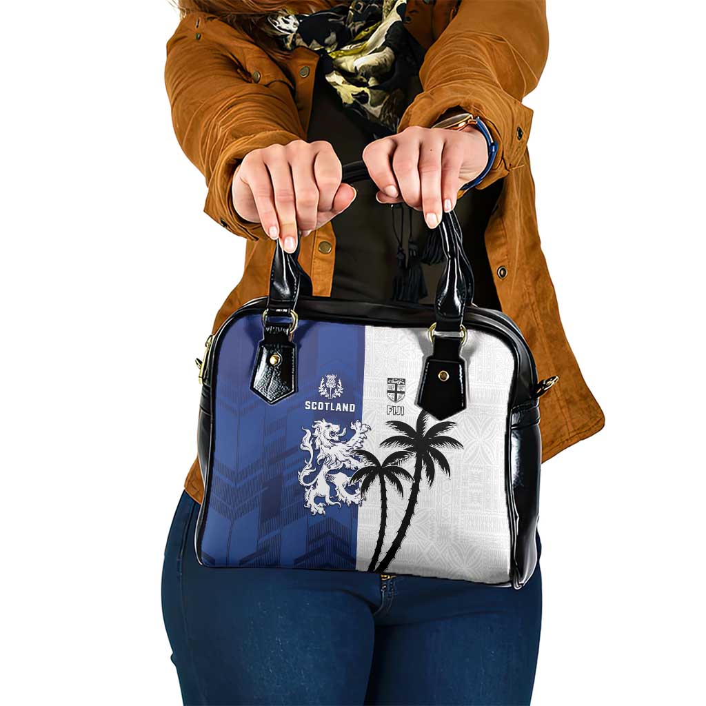 Fiji And Scotland Rugby Shoulder Handbag Fijian Palm Tree With Thistle Together