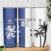 Fiji And Scotland Rugby Custom Skinny Tumbler Fijian Palm Tree With Thistle Together