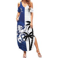 Fiji And Scotland Rugby Custom Summer Maxi Dress Fijian Palm Tree With Thistle Together