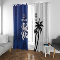 Fiji And Scotland Rugby Window Curtain Fijian Palm Tree With Thistle Together