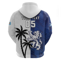 Fiji And Scotland Rugby Custom Zip Hoodie Fijian Palm Tree With Thistle Together