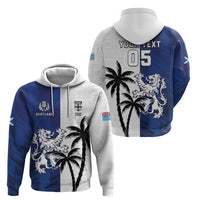 Fiji And Scotland Rugby Custom Zip Hoodie Fijian Palm Tree With Thistle Together