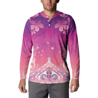 New Zealand Matariki Button Sweatshirt Maori Marae Purple Galaxy