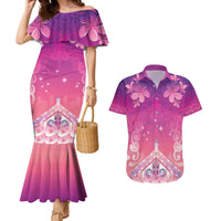 New Zealand Matariki Couples Matching Mermaid Dress and Hawaiian Shirt Maori Marae Purple Galaxy