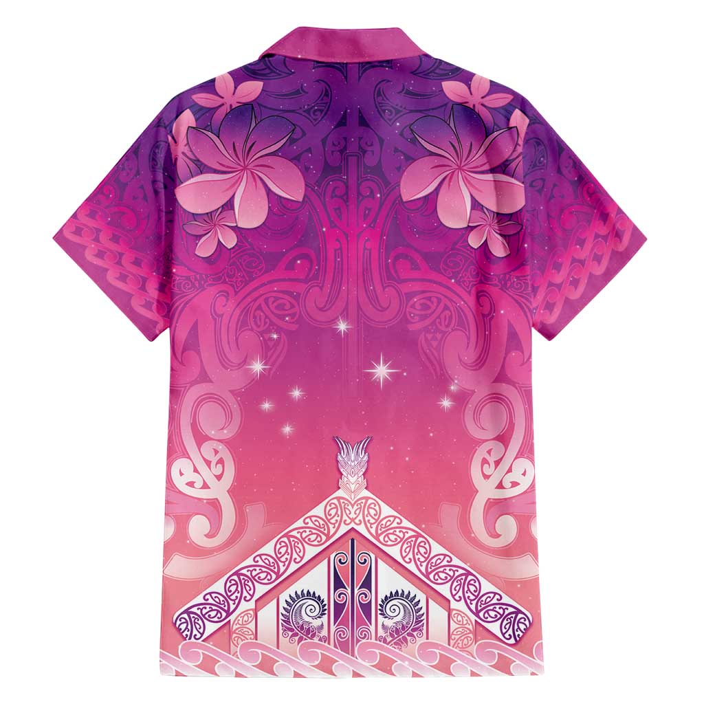 New Zealand Matariki Family Matching Off Shoulder Maxi Dress and Hawaiian Shirt Maori Marae Purple Galaxy