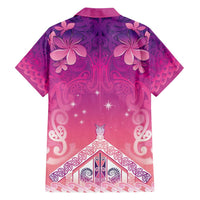 New Zealand Matariki Family Matching Off Shoulder Maxi Dress and Hawaiian Shirt Maori Marae Purple Galaxy