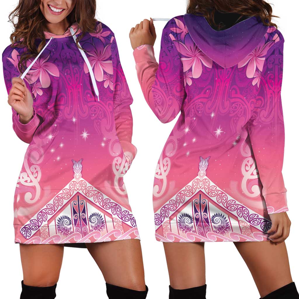 New Zealand Matariki Hoodie Dress Maori Marae Purple Galaxy