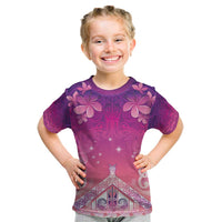 New Zealand Matariki Kid T Shirt Maori Marae Purple Galaxy