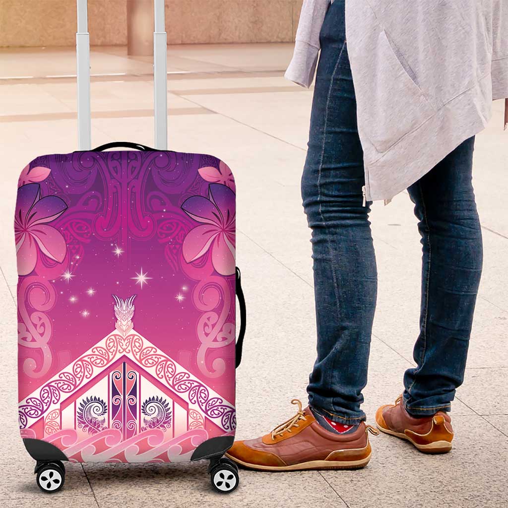 New Zealand Matariki Luggage Cover Maori Marae Purple Galaxy