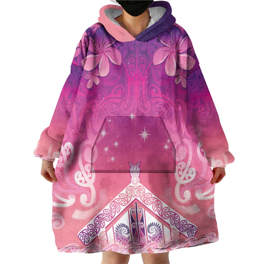 New Zealand Matariki Wearable Blanket Hoodie Maori Marae Purple Galaxy