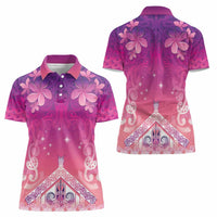 New Zealand Matariki Women Polo Shirt Maori Marae Purple Galaxy