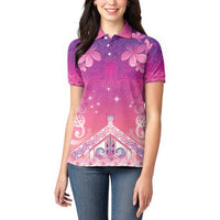 New Zealand Matariki Women Polo Shirt Maori Marae Purple Galaxy
