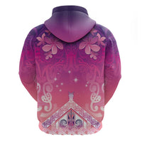 New Zealand Matariki Zip Hoodie Maori Marae Purple Galaxy