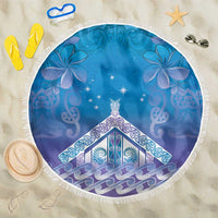 New Zealand Matariki Beach Blanket Maori Marae Cyan Galaxy