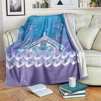 New Zealand Matariki Blanket Maori Marae Cyan Galaxy