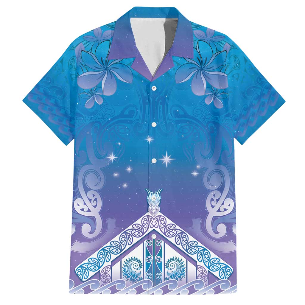 New Zealand Matariki Family Matching Long Sleeve Bodycon Dress and Hawaiian Shirt Maori Marae Cyan Galaxy