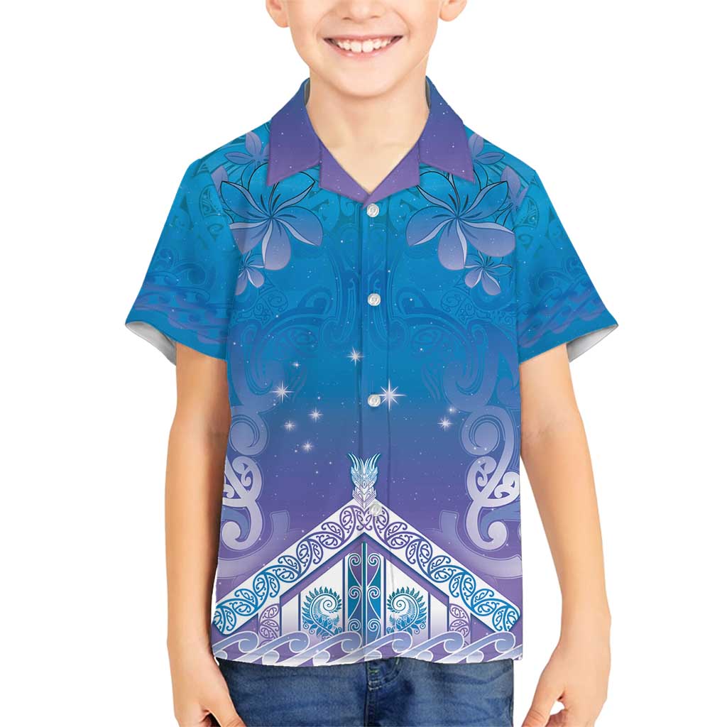 New Zealand Matariki Family Matching Long Sleeve Bodycon Dress and Hawaiian Shirt Maori Marae Cyan Galaxy